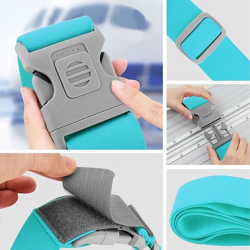 ZINZ 2 PCS High Elastic Suitcase Belt Luggage Straps with Anti-Pinch Buckles, Heavy Duty Bag Bungees Travel Accessories, One Short and One Long,Gray in Kuwait