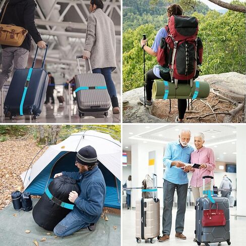 ZINZ 2 PCS High Elastic Suitcase Belt Luggage Straps with Anti-Pinch Buckles, Heavy Duty Bag Bungees Travel Accessories, One Short and One Long,Gray in Kuwait