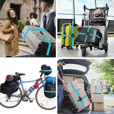 ZINZ 2 PCS High Elastic Suitcase Belt Luggage Straps with Anti-Pinch Buckles, Heavy Duty Bag Bungees Travel Accessories, One Short and One Long,Gray in Kuwait