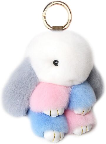 jtkdxqs Mini Bunny Keychain Artificial Rabbit Fur Plush Fluffy Key Ring Car charm for Women Girls in Saudi Arabia