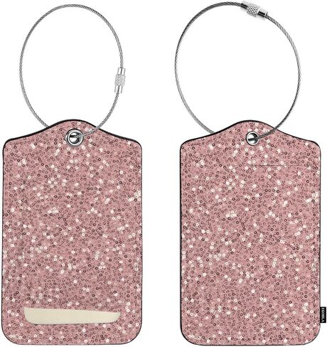 EKOBLA 1 قطعة علامة الأمتعة روز الذهب الترتر الوردي التألق لامعة نمط اسم بطاقة الهوية علامات الأمتعة مع غطاء الخصوصية الفولاذ المقاوم للصدأ للنساء الرجال in Kuwait
