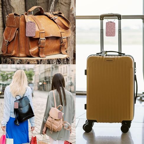 EKOBLA 1 قطعة علامة الأمتعة روز الذهب الترتر الوردي التألق لامعة نمط اسم بطاقة الهوية علامات الأمتعة مع غطاء الخصوصية الفولاذ المقاوم للصدأ للنساء الرجال in Kuwait