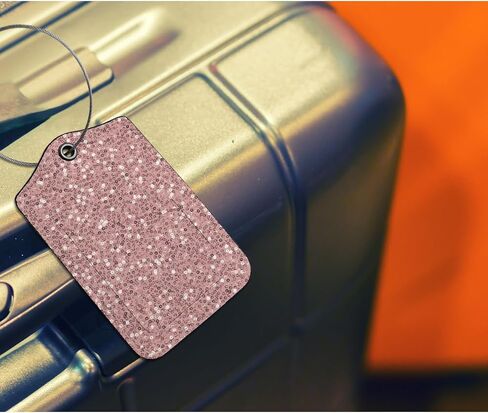 EKOBLA 1 قطعة علامة الأمتعة روز الذهب الترتر الوردي التألق لامعة نمط اسم بطاقة الهوية علامات الأمتعة مع غطاء الخصوصية الفولاذ المقاوم للصدأ للنساء الرجال in Kuwait