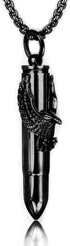 BIYONGDE Steel Vintage Flying Eagle Bullet Urn Ashes Keepsake Cremation Prayer Memorial Holder Locket Pendant Necklace in Kuwait