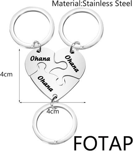 مجموعة سلسلة مفاتيح لغز FOTAP Ohana 3 Ohana تعني عائلة للأم والأخت BBF أفضل الأصدقاء وأفراد الأسرة هدية in Saudi Arabia