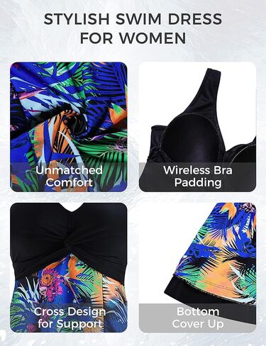 ثوب سباحة نسائي من Wantdo مقاس كبير لباس سباحة متواضع من قطعة واحدة على شكل طاووس عتيق in Kuwait