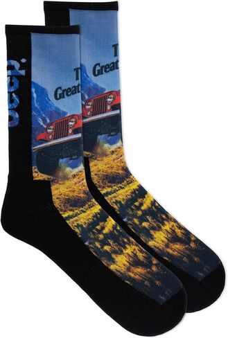 Jeep Men's Vintage Ads Crew Socks-1 Pair Pack-Lightweight Cushioned Comfort in Saudi Arabia