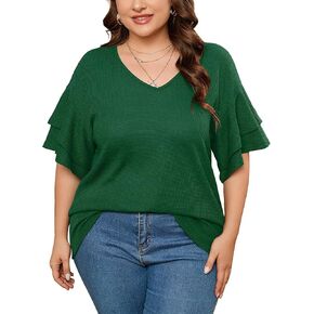 AusLook Plus Size Shirts for Women Crewneck Short Sleeve Clothing Tunic Flowy Summer Tops Loose Tees Maternity Clothes M-4X in Kuwait