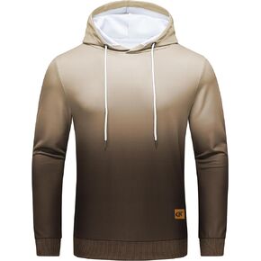 Satankud Men's Pullover Hoodies Casual Long Sleeve Hooded Sweatshirts Gradient Pattern