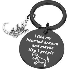 PLITI Lizard Gift Bearded Dragon Gift Lizard Lover Gifts i Like My Bearded Dragon And Maybe 3 People Funny Reptile Keychain