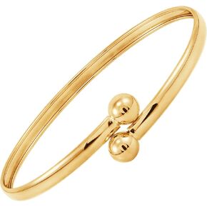 Welry 3.5 mm Beaded Bypass Bangle Bracelet in 14K Yellow Gold, 6.5" in Kuwait