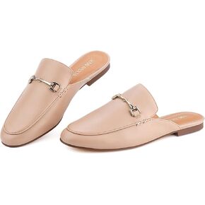 JENN ARDOR Mules للنساء سهل الارتداء بدون كعب بدون كعب، شباشب مغلقة بمقدمة مدببة وسلسلة معدنية مسطحة بكعب منخفض، أحذية مشي كاجوال in Kuwait