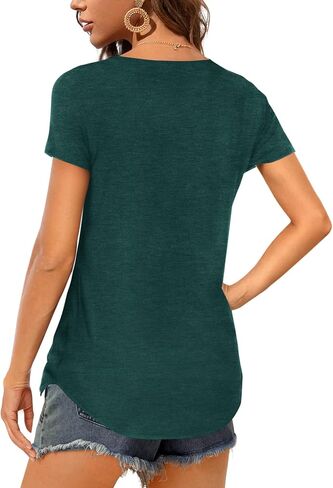 Amoretu Women V Neck T-Shirt Casual Short Sleeve Plain Tee Shirts Blouses in Saudi Arabia