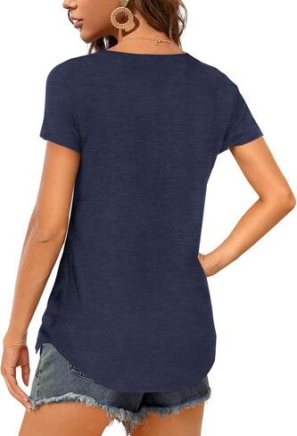 Amoretu Women V Neck T-Shirt Casual Short Sleeve Plain Tee Shirts Blouses in Saudi Arabia