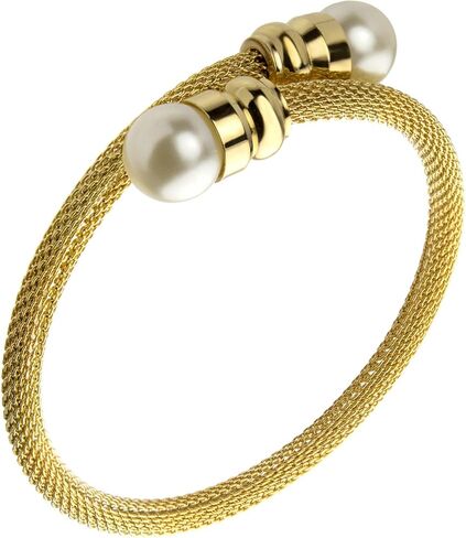 555Jewelry سلك كابل ملتوي قابل للتعديل وسوار من اللؤلؤ للنساء in Saudi Arabia