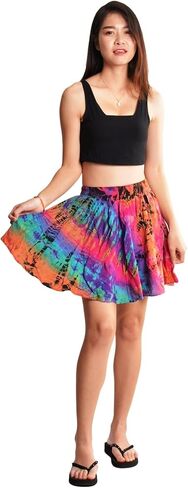 Orient Trail Women's Bohemian Hippie Tie Dye Knee Length Skirt Small Medium Large X-Large in Saudi Arabia