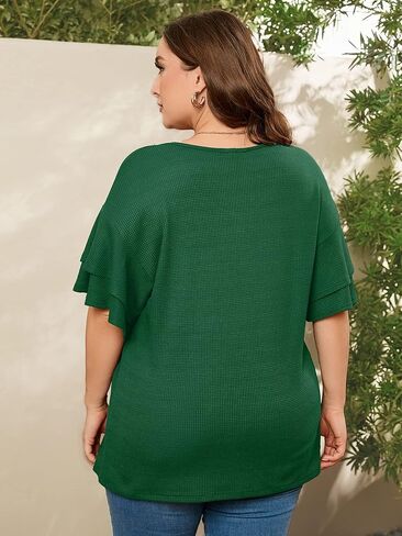 AusLook Plus Size Shirts for Women Crewneck Short Sleeve Clothing Tunic Flowy Summer Tops Loose Tees Maternity Clothes M-4X in Kuwait