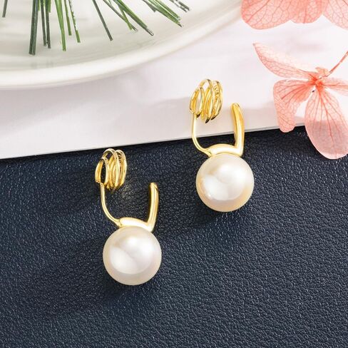 HAISWET الحد الأدنى كليب على الأقراط للفتيات النساء أنيقة مقلد بيرل انخفاض الأقراط غير ثقب كليب in Kuwait