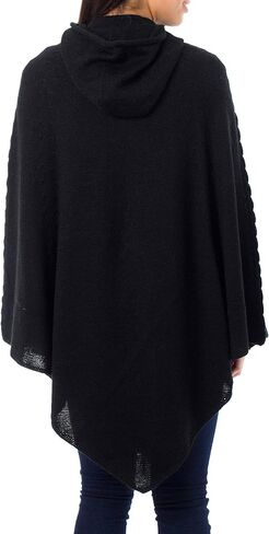 NOVICA Black Peruvian Alpaca Wool Blend Hooded Poncho, Eternal Magic' in Kuwait