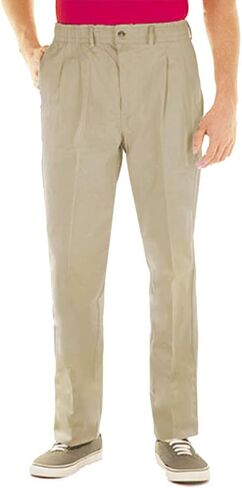 Creekwood Full Elastic Waist Twill Pants for Big and Tall Mens - 100% Pure Cotton in Saudi Arabia