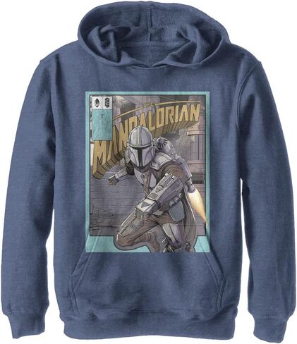 Star Wars Boy's Mandalorian Flight Poster Hoodie, Navy Heather, Large in Saudi Arabia