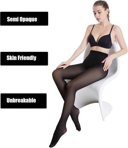 ibonas الجوارب المتينة شبه المعتمة غير القابلة للانزلاق - 70D 2 حزمة من الجوارب غير القابلة للكسر، جوارب طويلة قابلة للتمدد in Kuwait