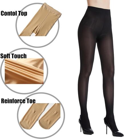 ibonas الجوارب المتينة شبه المعتمة غير القابلة للانزلاق - 70D 2 حزمة من الجوارب غير القابلة للكسر، جوارب طويلة قابلة للتمدد in Kuwait