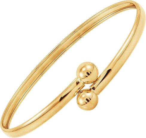 Welry 3.5 mm Beaded Bypass Bangle Bracelet in 14K Yellow Gold, 6.5" in Kuwait