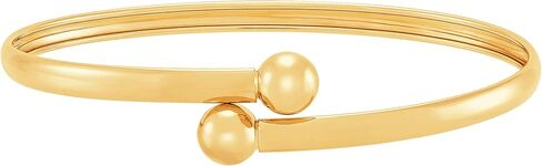 Welry 3.5 mm Beaded Bypass Bangle Bracelet in 14K Yellow Gold, 6.5" in Kuwait