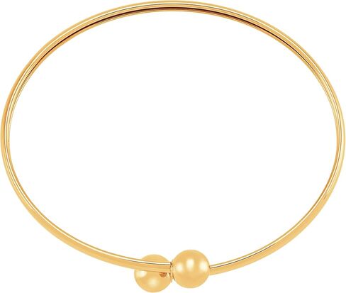 Welry 3.5 mm Beaded Bypass Bangle Bracelet in 14K Yellow Gold, 6.5" in Kuwait