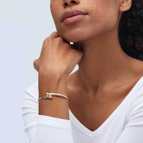 Welry 3.5 mm Beaded Bypass Bangle Bracelet in 14K Yellow Gold, 6.5" in Kuwait