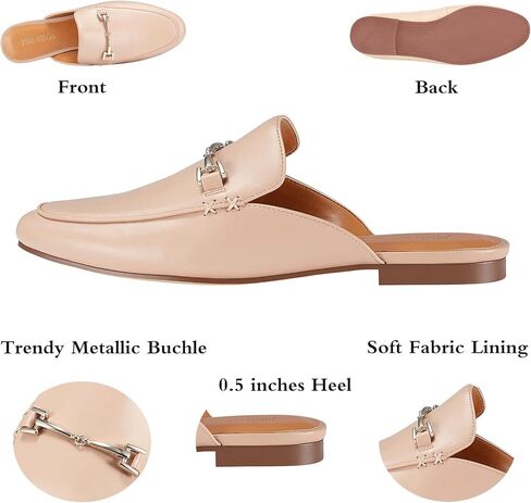 JENN ARDOR Mules للنساء سهل الارتداء بدون كعب بدون كعب، شباشب مغلقة بمقدمة مدببة وسلسلة معدنية مسطحة بكعب منخفض، أحذية مشي كاجوال in Kuwait