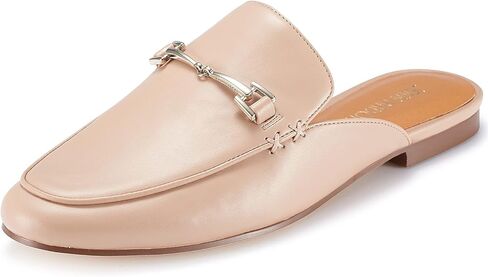 JENN ARDOR Mules للنساء سهل الارتداء بدون كعب بدون كعب، شباشب مغلقة بمقدمة مدببة وسلسلة معدنية مسطحة بكعب منخفض، أحذية مشي كاجوال in Kuwait