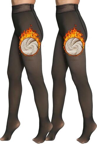 جوارب طويلة نسائية شفافة وشفافة دافئة مبطنة بالصوف 200D الجوارب 2 أزواج غير شفافة عالية الخصر مع التحكم المشكل الجوارب السميكة in Kuwait