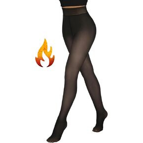 دوكس هاوس سروال ضيق مبطن بالصوف للنساء، جوارب طويلة شفافة مزيفة حرارية للنساء، سراويل ضيقة شفافة دافئة للشتاء in Kuwait