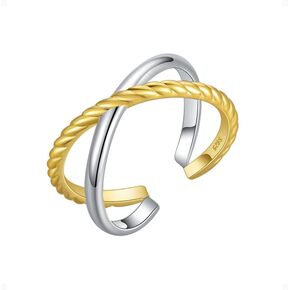 Immobrid Ear Cuff Fake Ear Earrings Women or Open Ring Bicolour Adjustable Two Way Personality for Women and Men in Kuwait