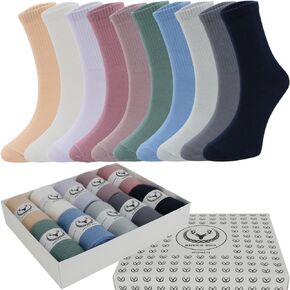 Women's Soft Cotton Breathable Thin Above Ankle Dress Socks with Gift Box (10 Pairs, Mixed) in Kuwait