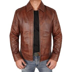 سترة UGFashions للرجال ذات الطراز العتيق Cafe Racer للدراجات النارية ذات الطراز الكلاسيكي الكلاسيكي والمبطنة من الجلد لراكبي الدراجات النارية باللون الأسود