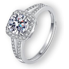 PINAIDYINS Valentine's Day Gifts,Moissanite 1-3CT rings, 925 sterling silver plated with 18k gold, D color, diamond rings for women,with certificate