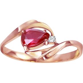 Galaxy Gold GG 0.61 ct 14k Rose Solid Gold Ring Pear Shape Ruby Round Diamond