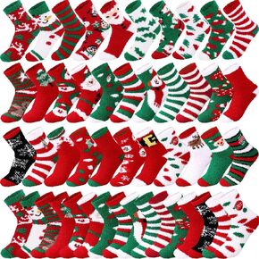 Taiyin 100 Pairs Bulk Fuzzy Socks Women Christmas Socks Bulk Gifts Fluffy Plush Winter Warm Christmas Stocking Decor Cute in Saudi Arabia