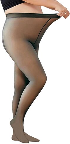 DOOVID جوارب طويلة مبطنة بالصوف للنساء جوارب طويلة شفافة وهمية عالية الخصر تمتد طماق دافئة in Kuwait