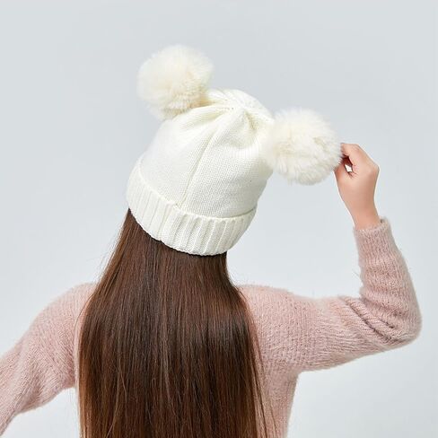 الفتيات يونيكورن قبعة صغيرة متماسكة Pompom المطرزة قبعة الجمجمة الشتاء الجدة الكفة قبعة التزلج لمدة 4-12 سنة in Kuwait