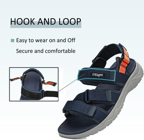 صنادل المشي الرياضية للرجال i78 مع شريط لاصق وحلقة قابل للتعديل، بطانة ناعمة، خفيفة الوزن ومريحة، كاجوال للمشي لمسافات طويلة في الهواء الطلق والسفر in Kuwait