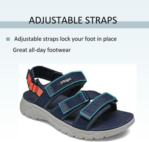 صنادل المشي الرياضية للرجال i78 مع شريط لاصق وحلقة قابل للتعديل، بطانة ناعمة، خفيفة الوزن ومريحة، كاجوال للمشي لمسافات طويلة في الهواء الطلق والسفر in Kuwait