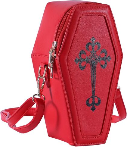 OXYPLAY Gothic PU Leather Bag Women’s Crossbody Coffin Shape Bag Cell Phone Purse Small Shoulder Bag for Halloween Cosplay in Saudi Arabia