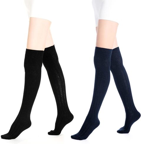 زوجان من الجوارب الصوفية للسيدات من GLENMEARL، جوارب شتوية لتدفئة الساق دافئة وناعمة فوق الساق حتى الركبة in Kuwait