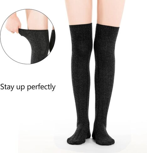 زوجان من الجوارب الصوفية للسيدات من GLENMEARL، جوارب شتوية لتدفئة الساق دافئة وناعمة فوق الساق حتى الركبة in Kuwait