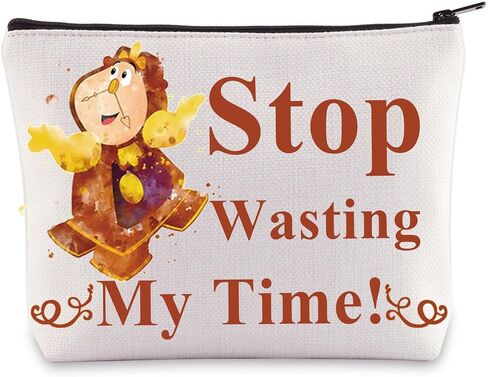WZMPA مضحك Cogsworth على مدار الساعة حقيبة مستحضرات التجميل Cogsworth المشجعين الهدايا توقف عن إضاعة وقتي Cogsworth زيبر الحقيبة حقيبة Cogsworth البضائع (توقف عن الهدر) in Saudi Arabia