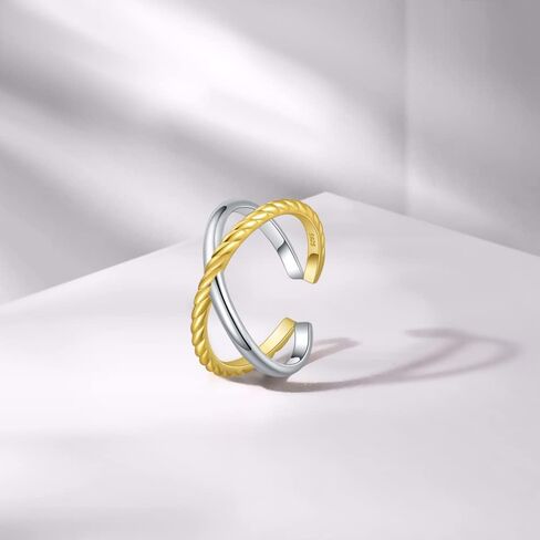 Immobrid Ear Cuff Fake Ear Earrings Women or Open Ring Bicolour Adjustable Two Way Personality for Women and Men in Kuwait